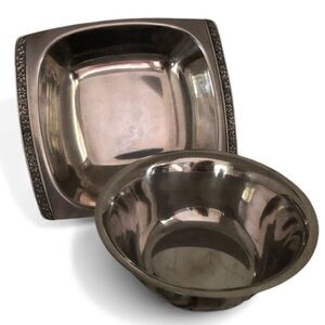 Vintage Stainless Steel Japan Bowls Set with Floral Details